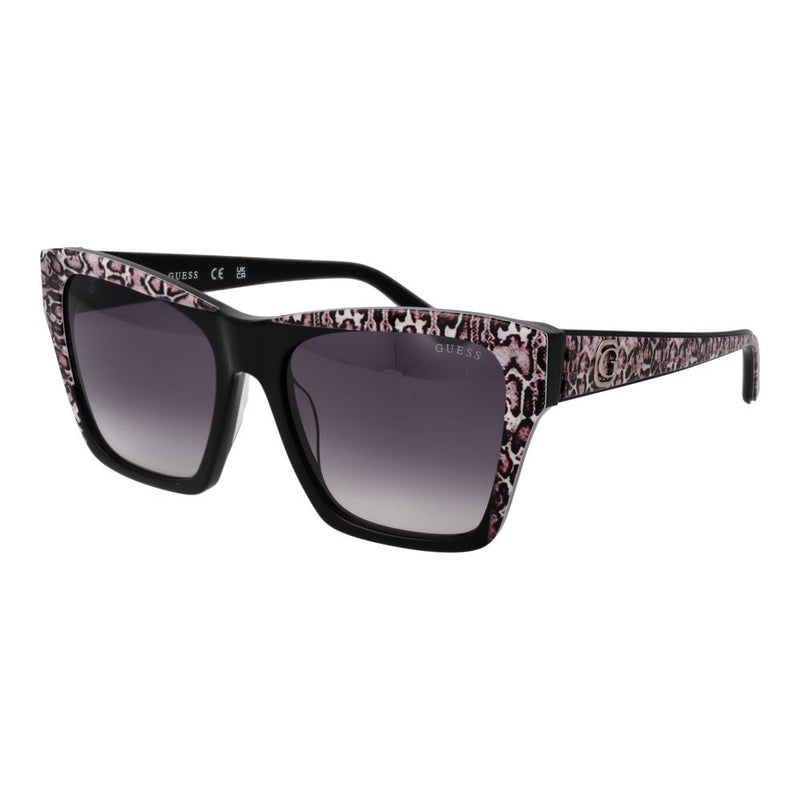 Guess black and pink animal print acetate square sunglasses with gradient lenses