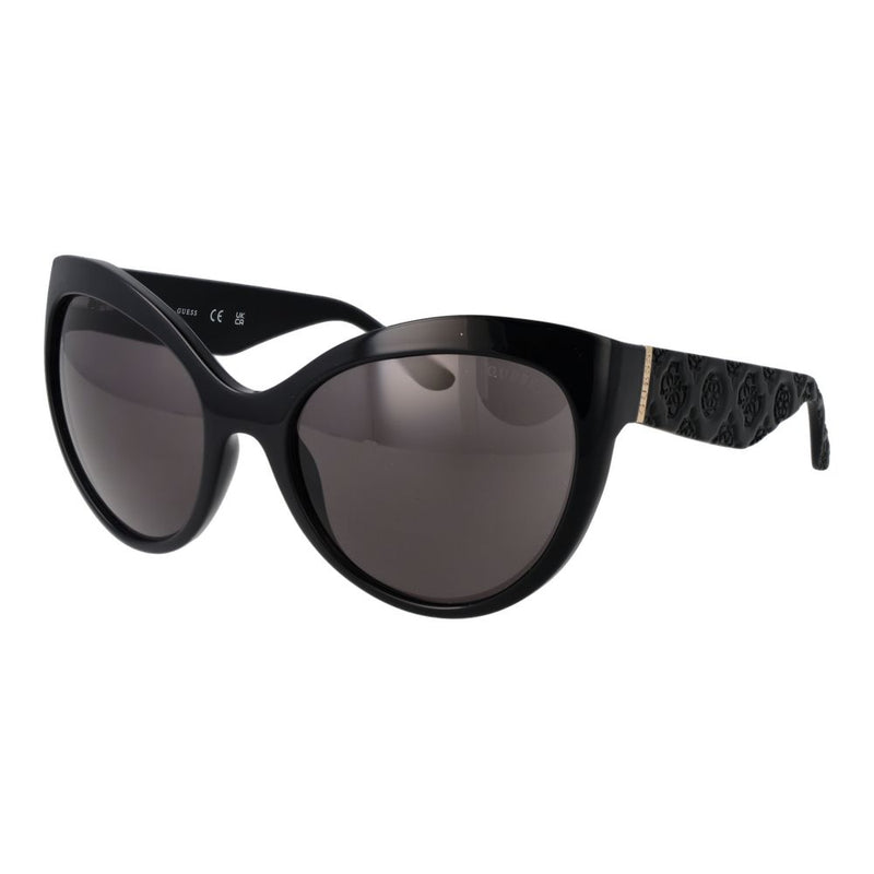 Guess black plastic cat-eye sunglasses with tinted lenses and embossed temple arms