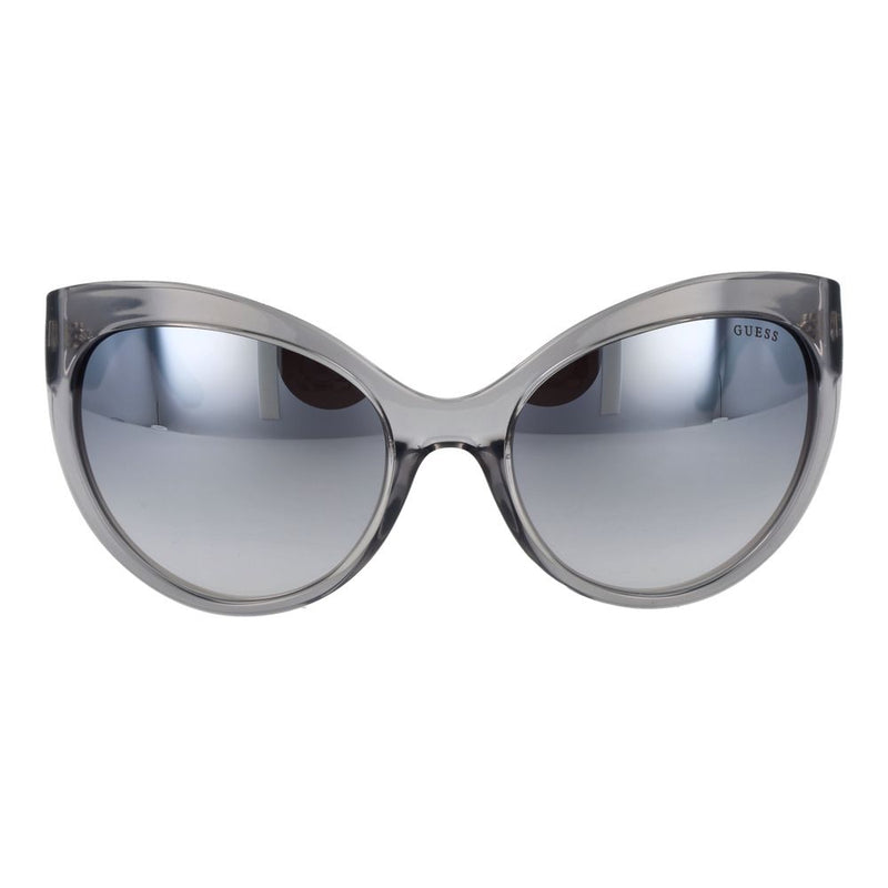 Guess gray plastic cat-eye sunglasses with silver mirrored lenses