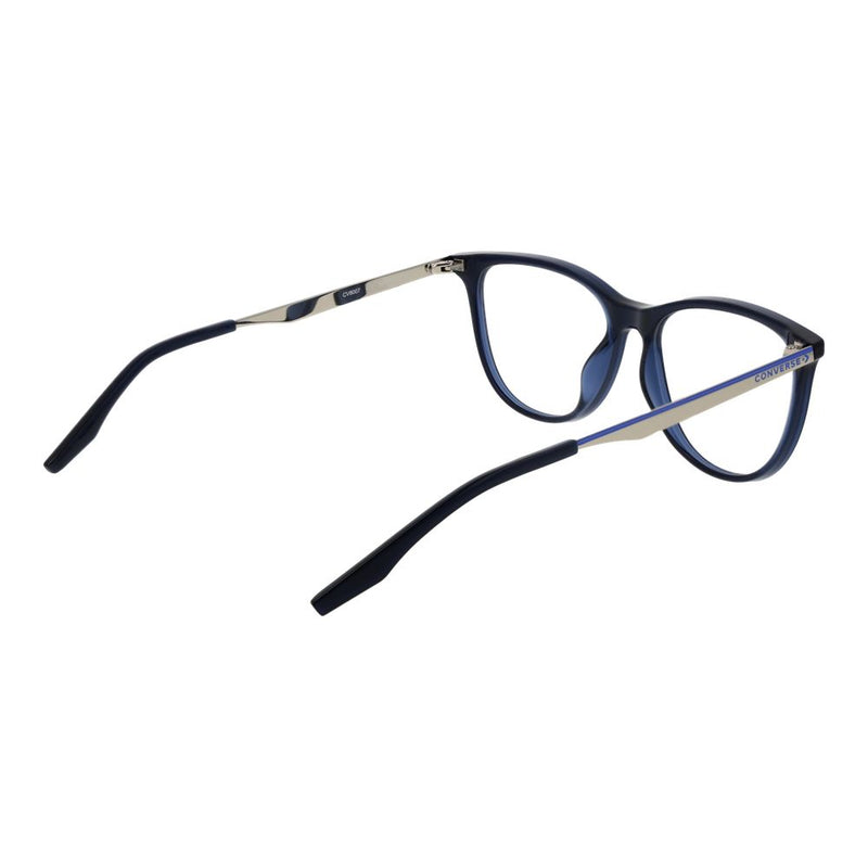 Converse transparent blue and silver metal eyeglass frames with cat-eye shape