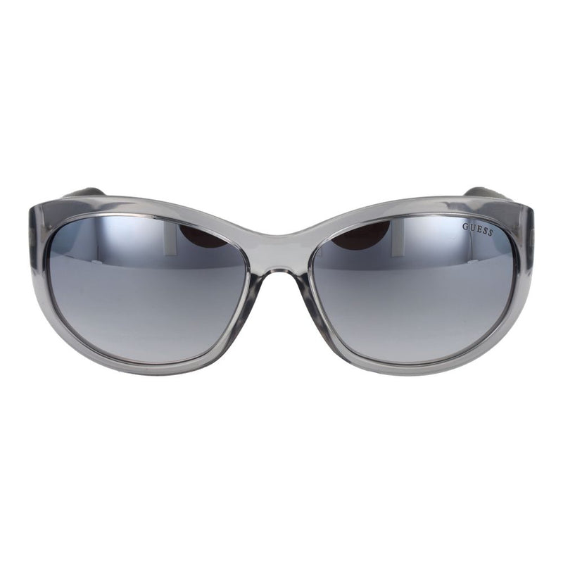 Guess gray plastic wrap-around sunglasses with gradient mirrored lenses
