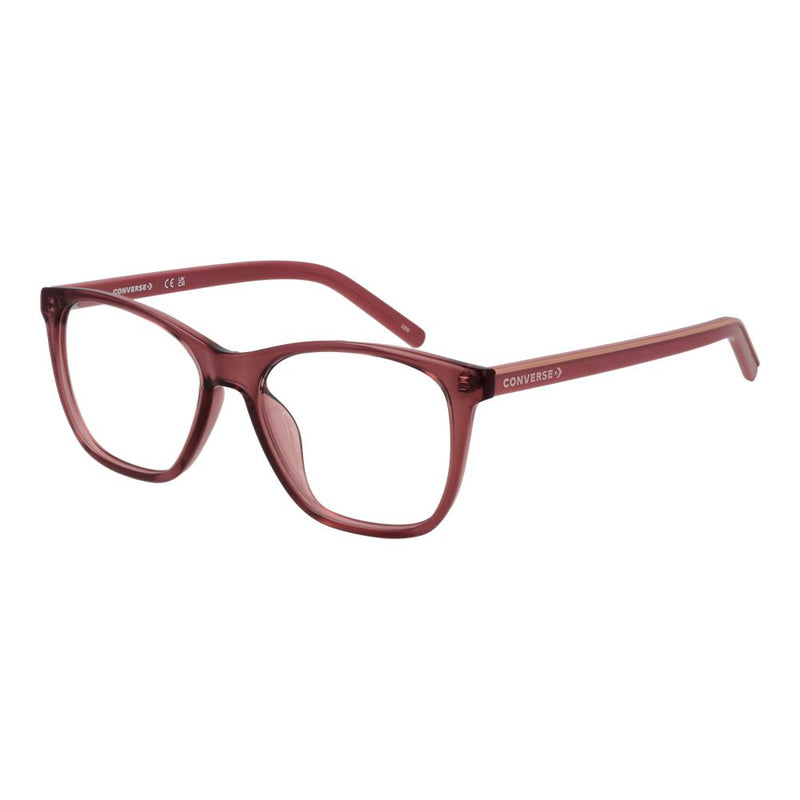 Converse translucent maroon plastic eyeglass frames with a squared style