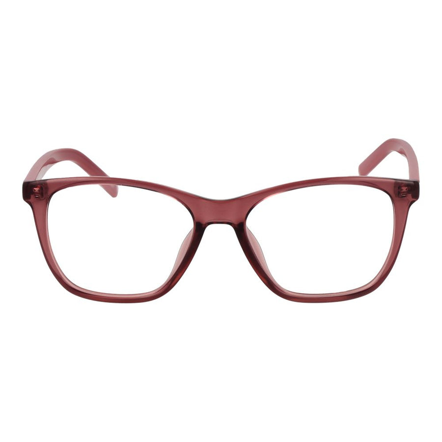 Converse translucent maroon plastic eyeglass frames with a squared style