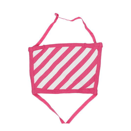 Pink and white striped cotton facemask with ear straps