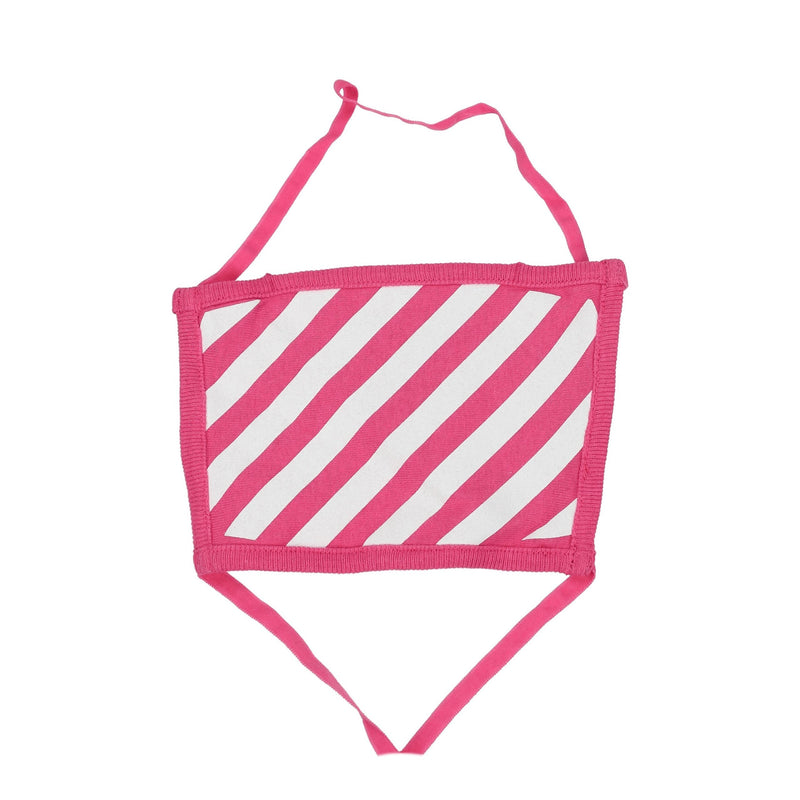 Pink and white striped cotton facemask with ear straps