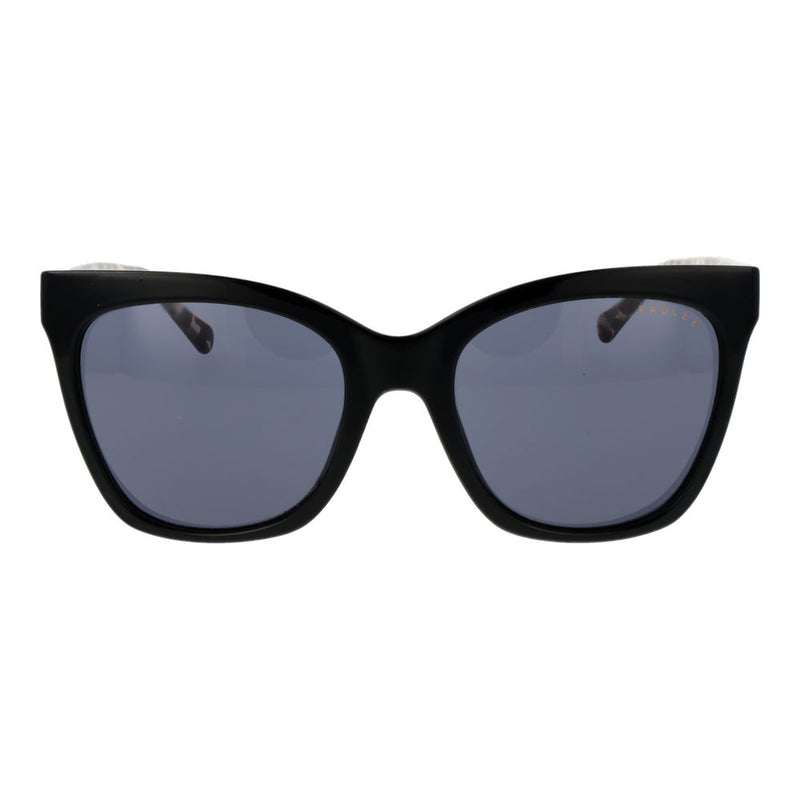 Black plastic cat-eye sunglasses with tinted lenses