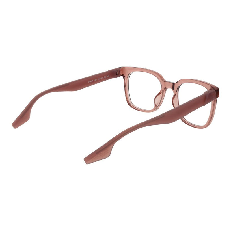 Beige square plastic glasses frames view from behind