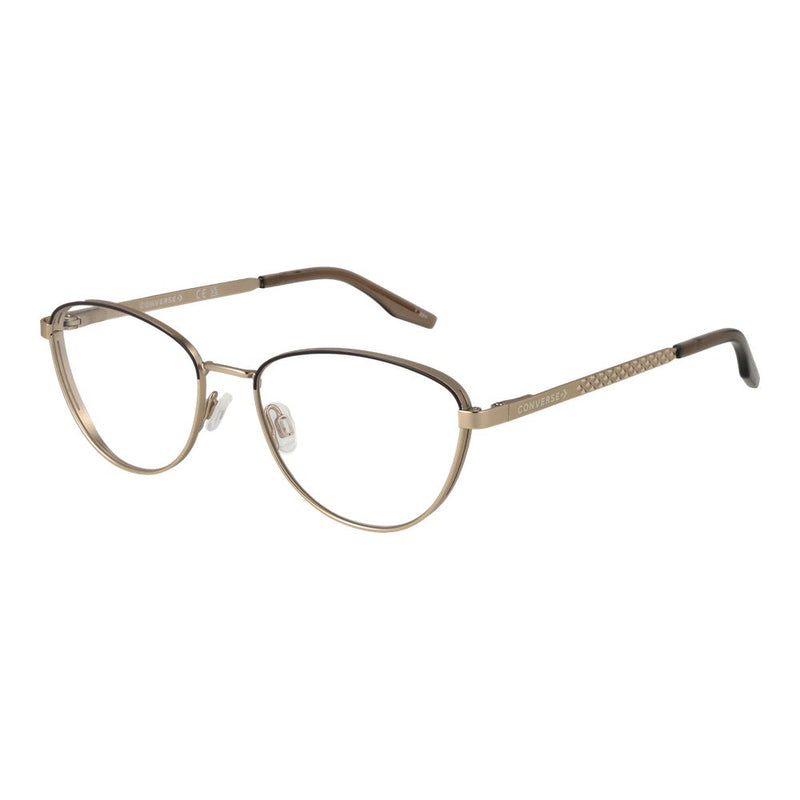 Converse gold metal eyeglass frames with rounded lenses and brown temple tips