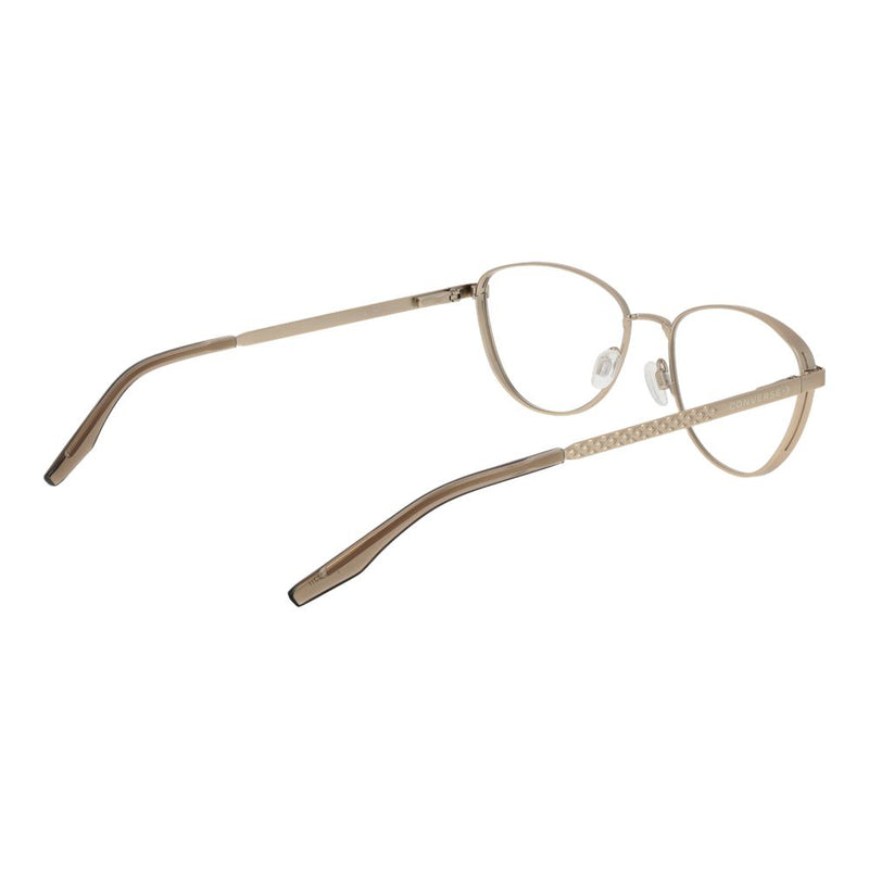 Converse gold metal eyeglass frames with textured temples and clear lenses