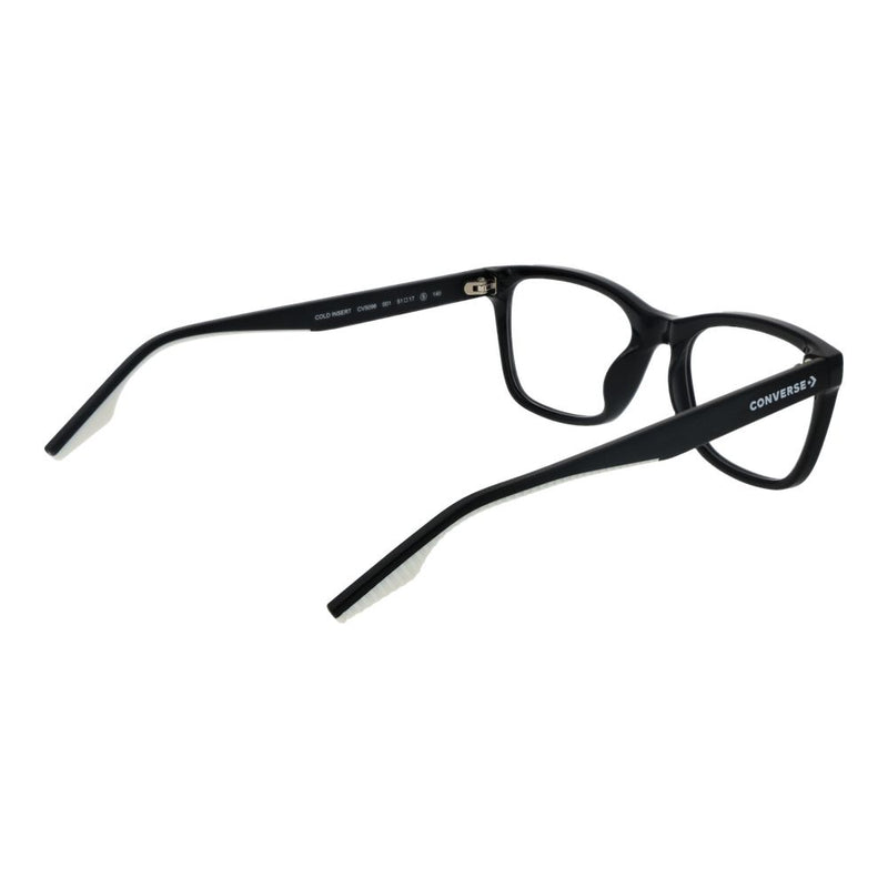 Black full-rim Converse eyeglass frames with thick temples and white detailing on the inner tips