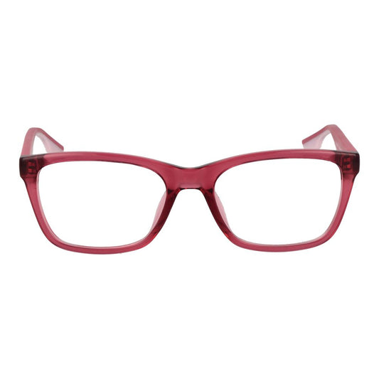 Translucent purple plastic rectangular eyeglass frames
