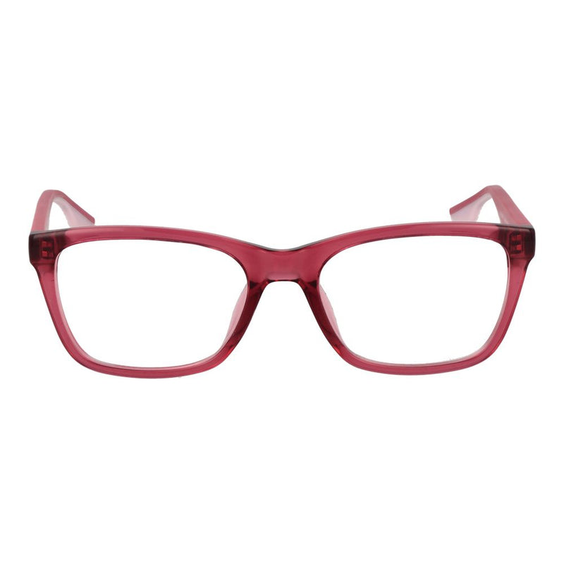 Translucent purple plastic rectangular eyeglass frames