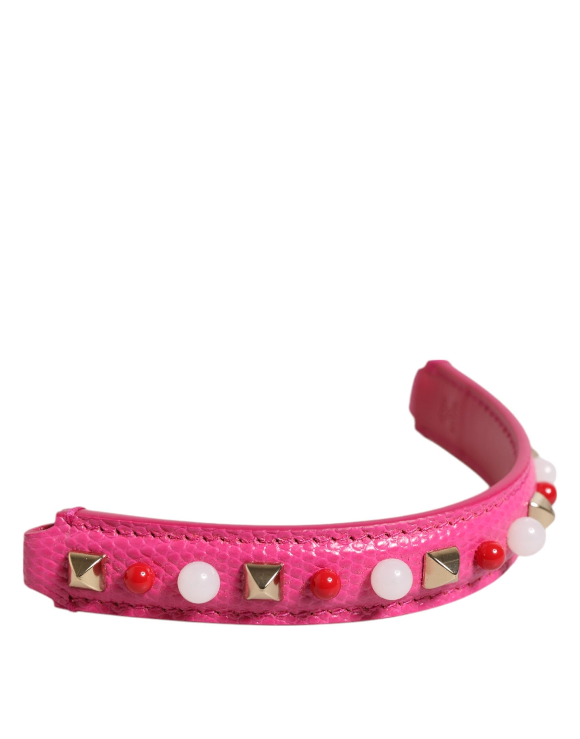 Dolce & Gabbana Pink Embellished Leather Bag Handle Women Shoulder Strap