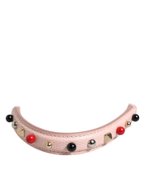 Dolce & Gabbana Light Pink Embellished Leather Bag Handle  Shoulder Strap