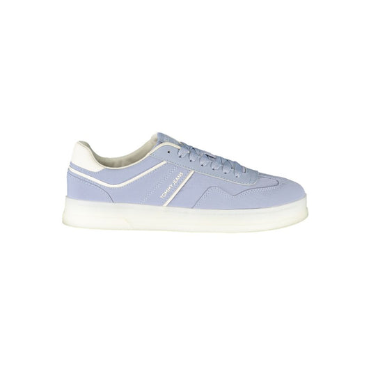 Light blue Tommy Jeans polyurethane sneaker with white accents and a thick white sole.