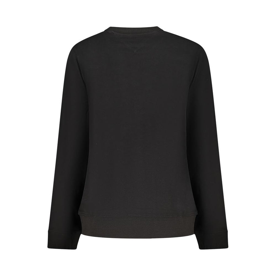 Black cotton women's sweatshirt with purple vintage chest logo