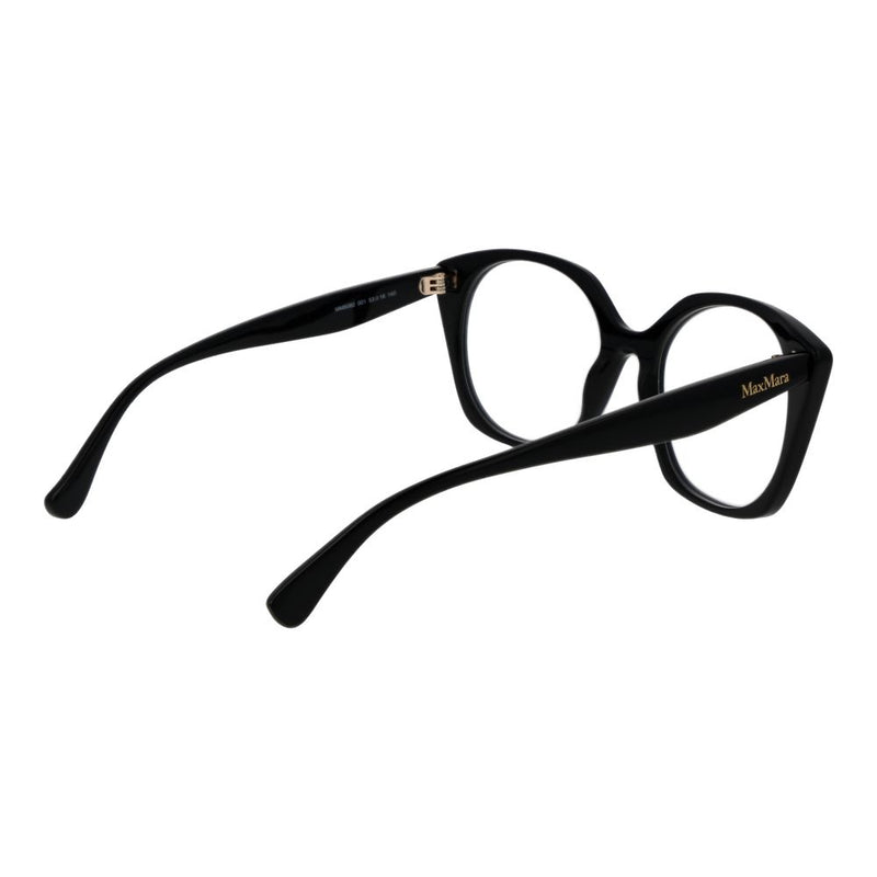 Black glossy acetate eyeglass frames with thick rims and rounded cat-eye shape