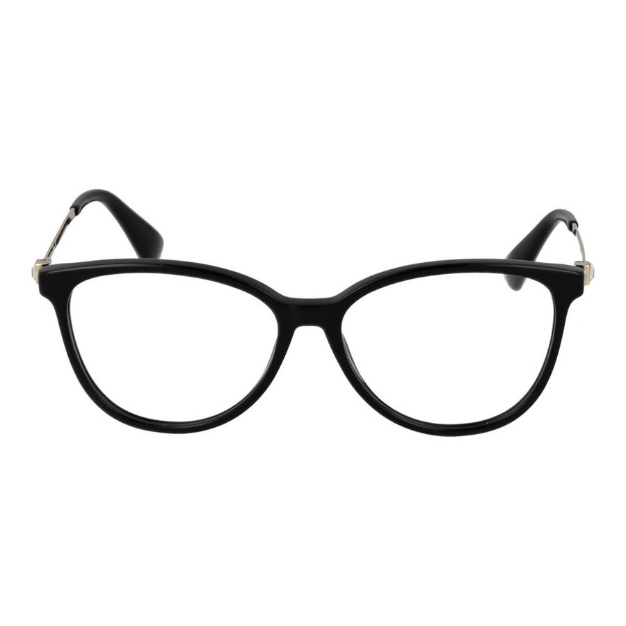 Max Mara black acetate cat eye glasses frames with thin gold temples
