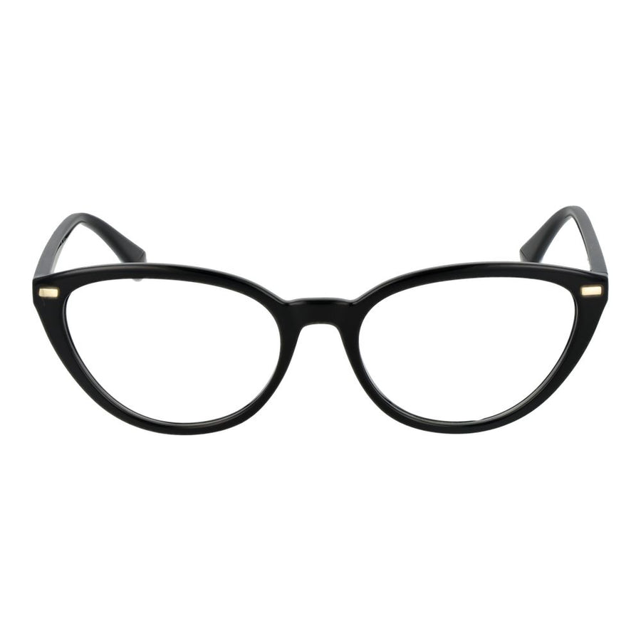 Glossy black eco polyamide cat-eye eyeglasses frames with gold details