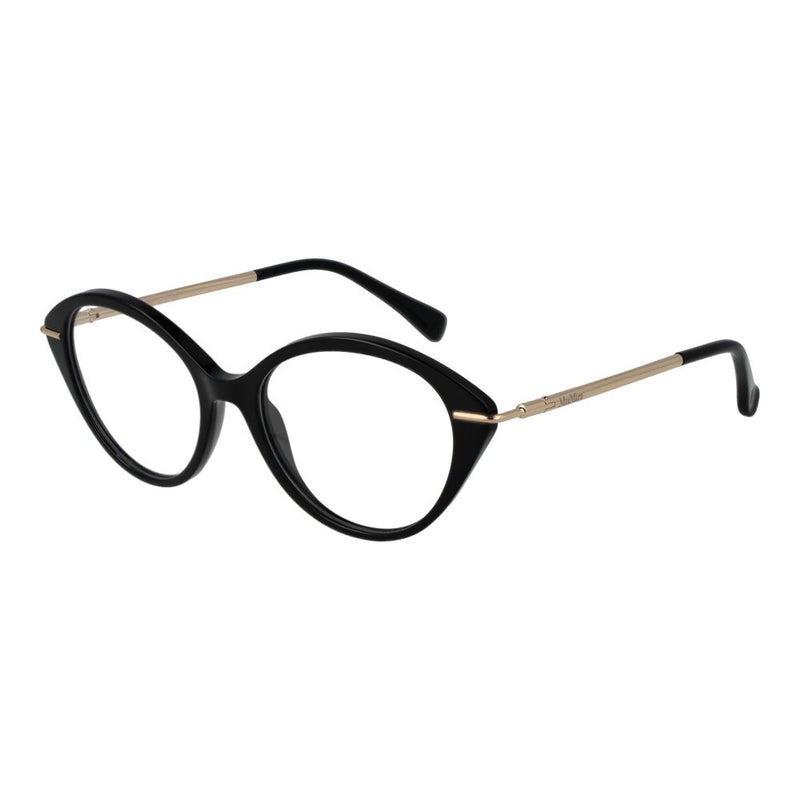 Max Mara black acetate cat-eye eyeglass frames with gold-tone metal temples