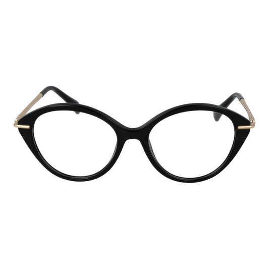 Max Mara black acetate cat-eye glasses frames with gold-tone metal temples