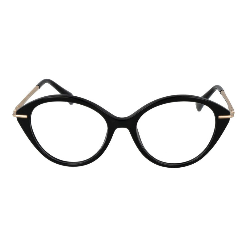 Max Mara black acetate cat-eye glasses frames with gold-tone metal temples