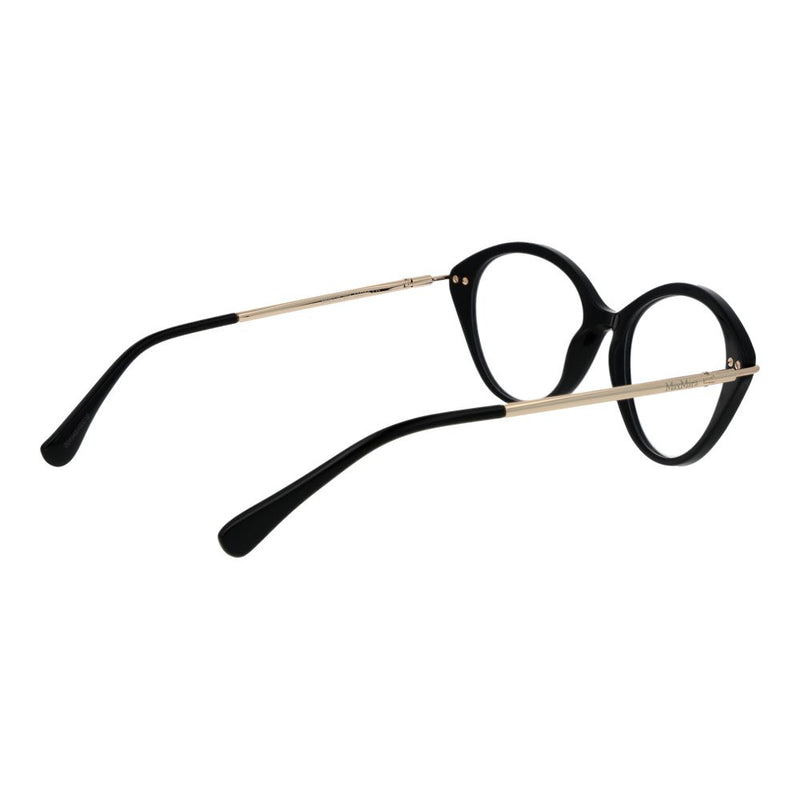 Max Mara black acetate glasses frames with round rims and thin gold temples