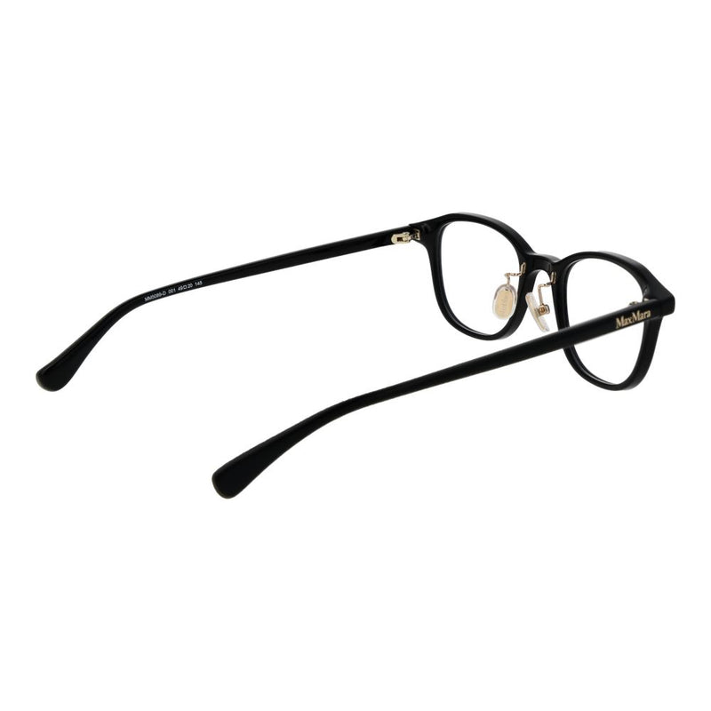 Glossy black acetate glasses frames with rounded lenses and gold nose pads