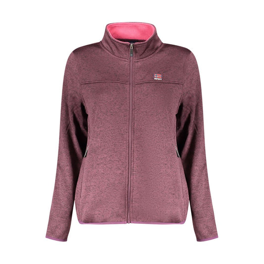 Viola polyester women's zip-up fleece sweatshirt with a high collar and pink lining