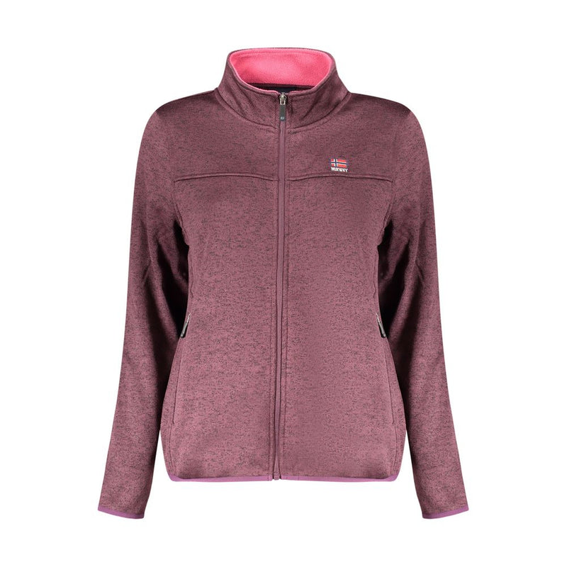 Viola polyester women's zip-up fleece sweatshirt with a high collar and pink lining