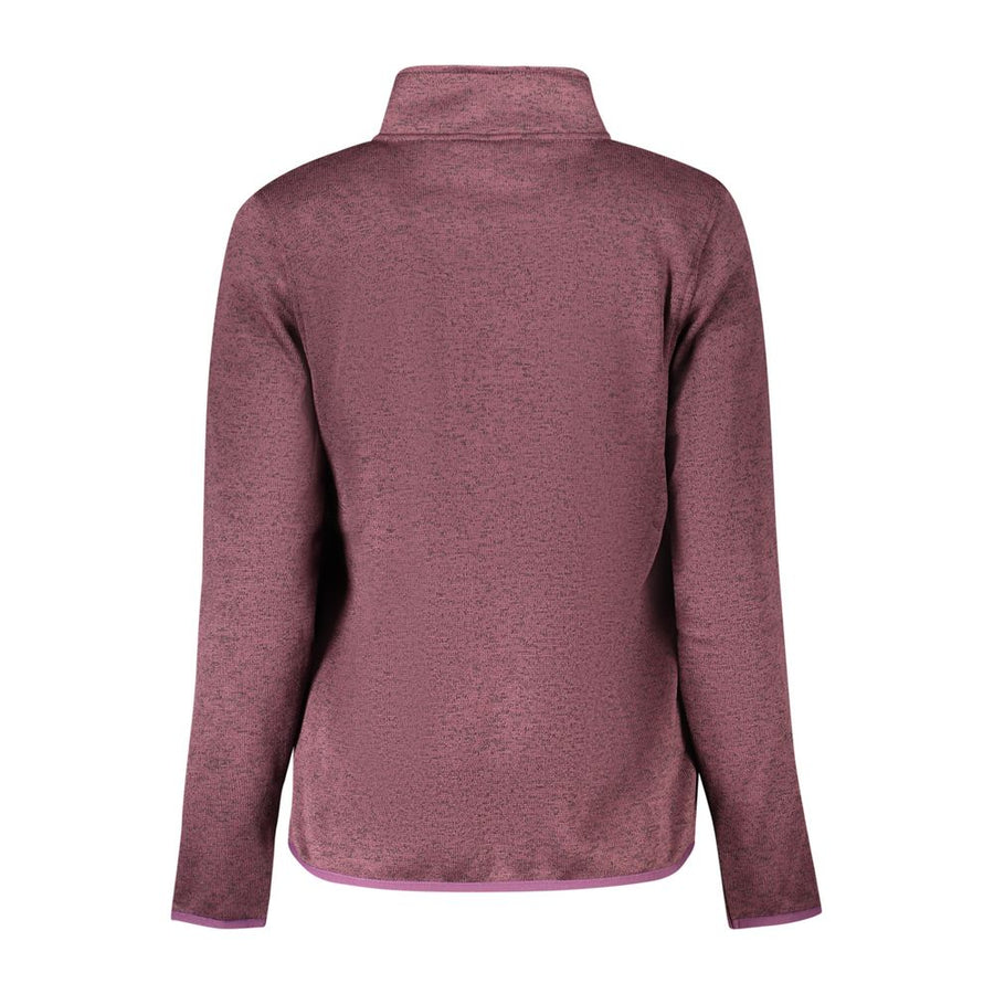 Viola polyester women's zip-up fleece sweatshirt with a high collar and pink lining