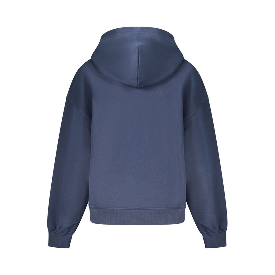 Tommy Hilfiger blue cotton hoodie with a drawstring hood, front pocket, and small chest logo