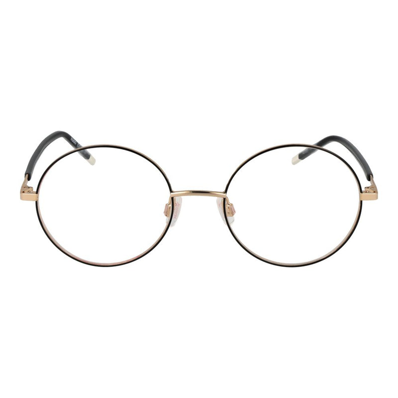Round black and gold stainless steel glasses frames with thin rims