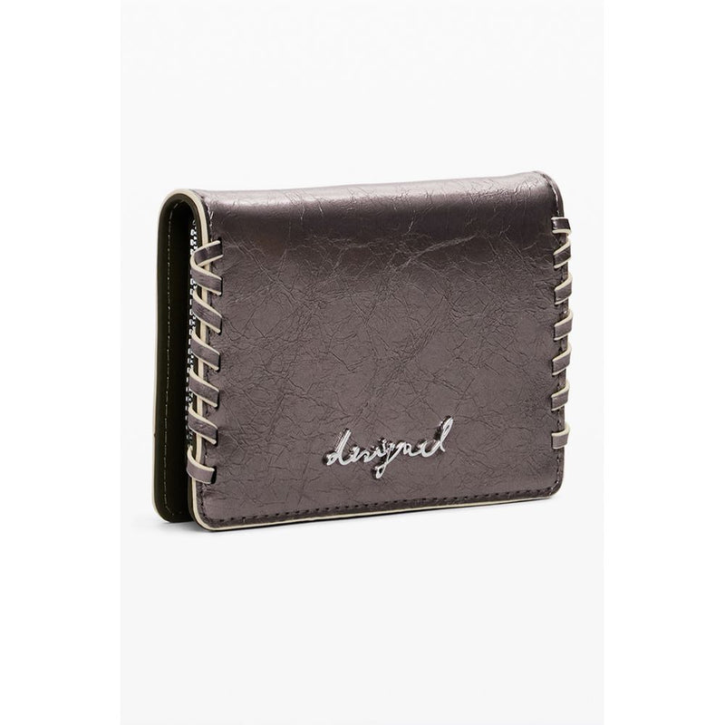 Bronzo polyurethane women's wallet with metallic finish and side whipstitch detailing