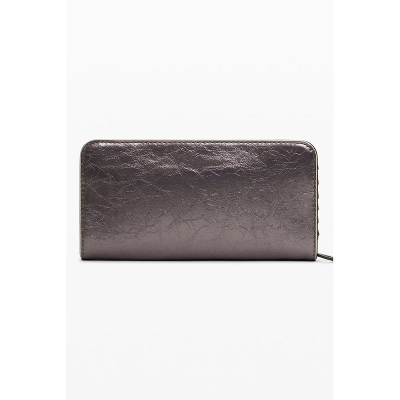 Bronze polyurethane women's wallet with metallic crinkled texture