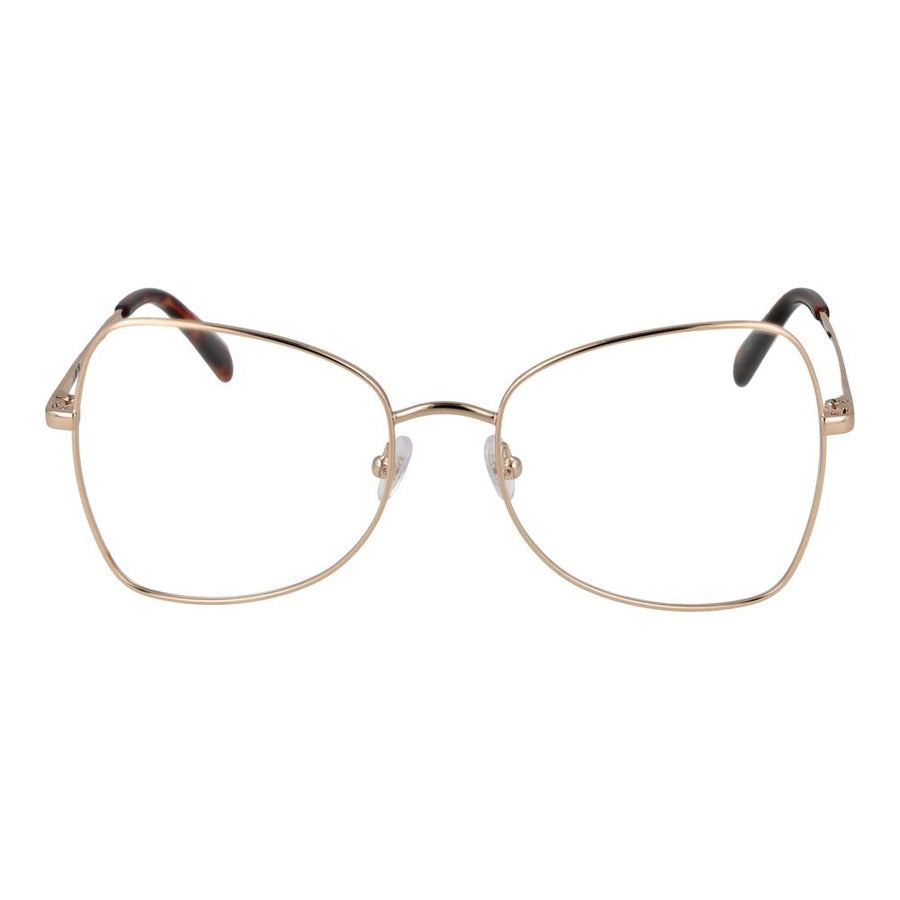 Emilio Pucci gold metal eyeglass frames with oversized geometric lenses and tortoise shell temple tips