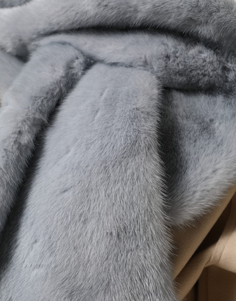 Powder blue mink fur neck warmer scarf