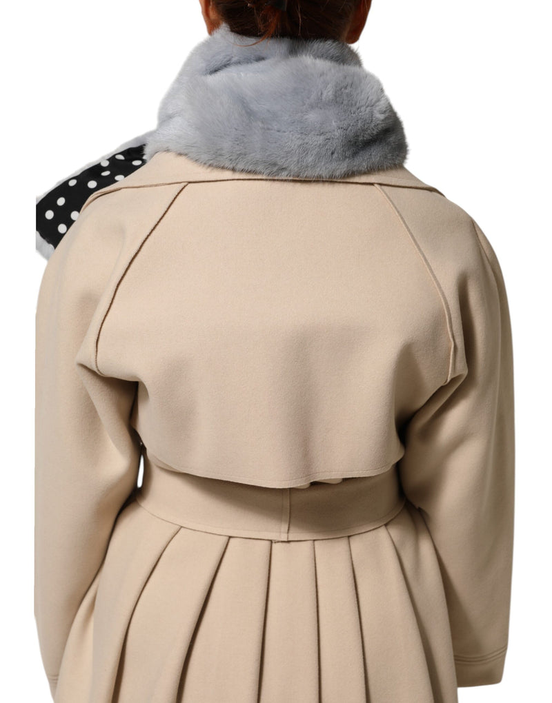Powder blue mink fur neck warmer scarf worn around the neck