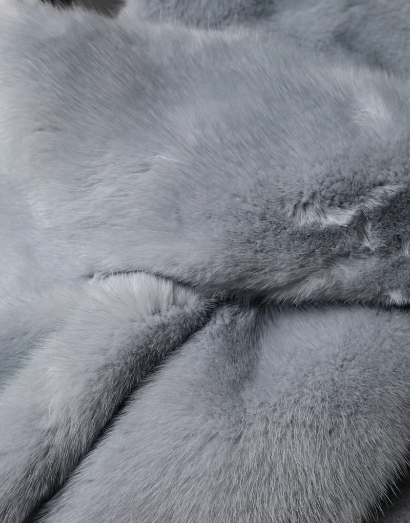 Powder blue mink fur neck warmer scarf
