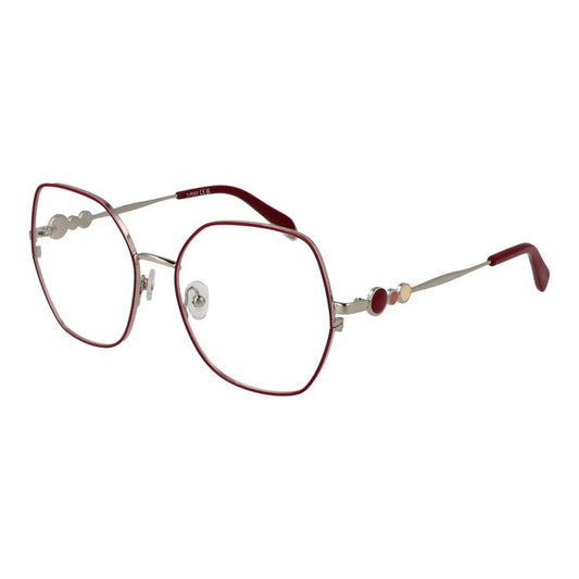 Emilio Pucci red and silver metal eyeglass frames with hexagonal lenses and decorative circle accents on the temples