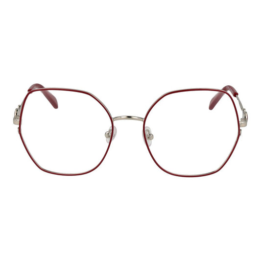 Emilio Pucci red and silver metal eyeglass frames with hexagonal shape