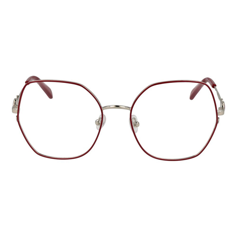 Emilio Pucci red and silver metal eyeglass frames with hexagonal shape