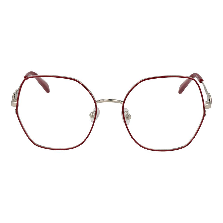 Emilio Pucci red and silver metal eyeglass frames with hexagonal lenses and decorative circle accents on the temples