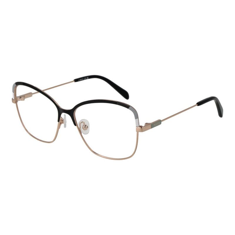 Emilio Pucci black and gold metal cat-eye eyeglass frames with thin rims