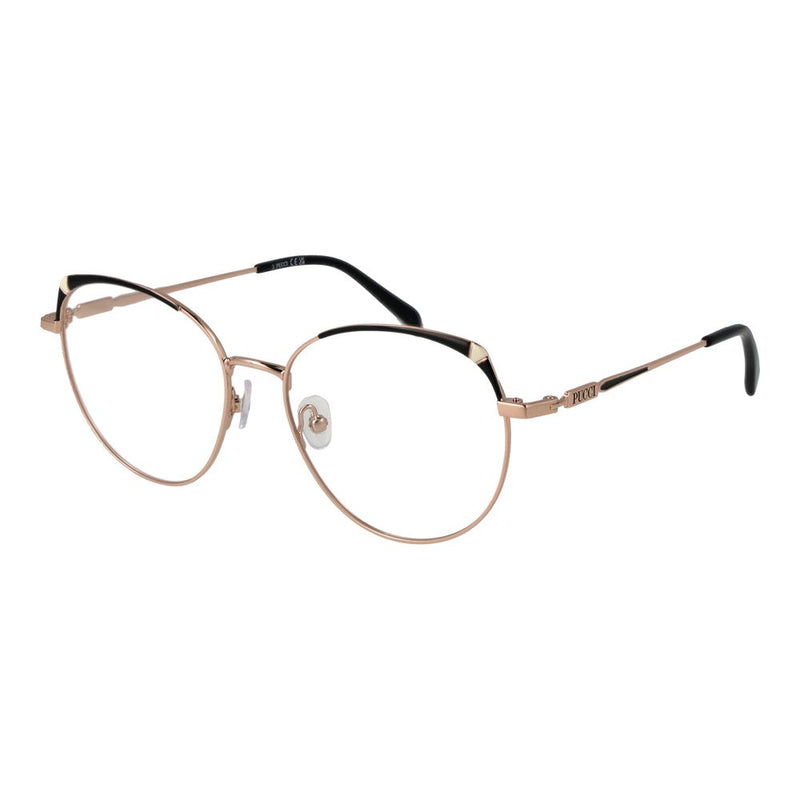 Rose gold and black metal cat-eye glasses frames with thin rims
