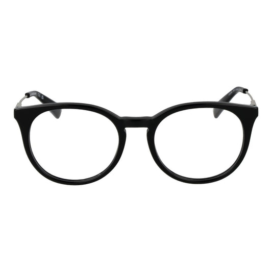 Black rounded metal eyeglass frames with thick rims
