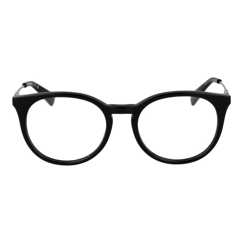 Black rounded metal eyeglass frames with thick rims