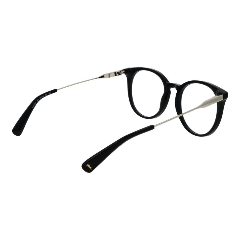 Longchamp black round glasses frames with thin silver temples