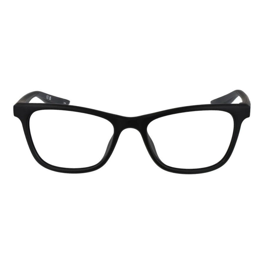 Black rectangular full-rim glasses frames with thick temples and subtle branding
