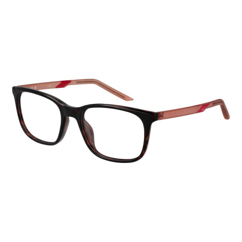 Tortoiseshell and pink bicolor rectangular eyeglass frames